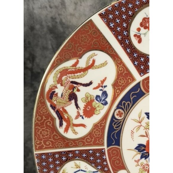 Vintage Japanese Imari Decorative Plate With Floral & Phoenix Design 10" - Picture 4 of 5